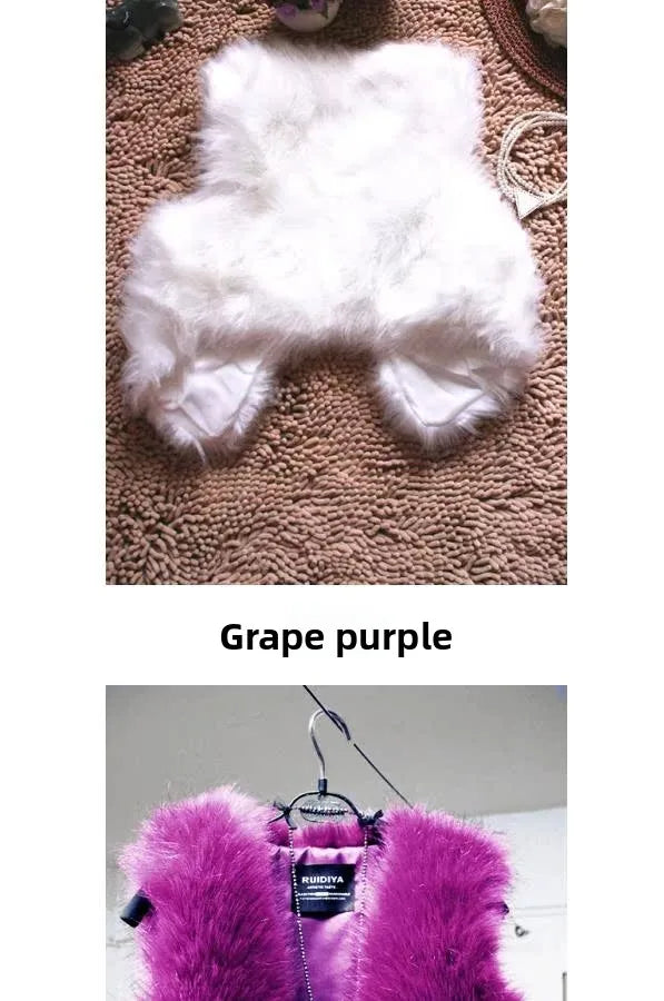 ort  Fur Vest Women's Autumn Winter Faion Slimming Belted Plu Jaet Korean Sle V-Ne No-Sve Commute Trend