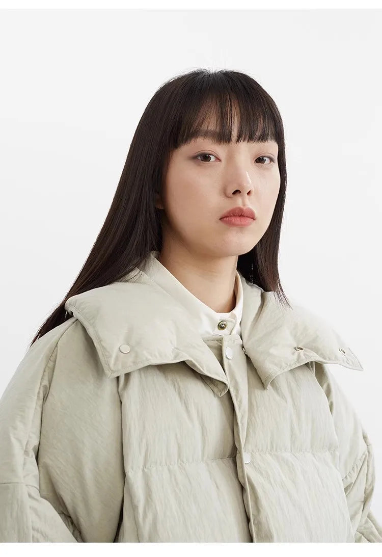 White Duck down Puffy Jacket~~New Winter down Jacket Versatile Thick Coat for Women~Detachable Collar