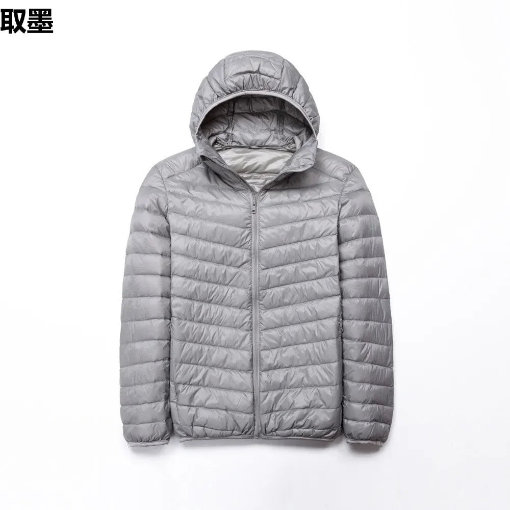 Autumn Winter New Style Men's Lightweight Hooded Cotton Jacket Warm Fashionable Short Casual Portable Stand Collar Cotton Coat