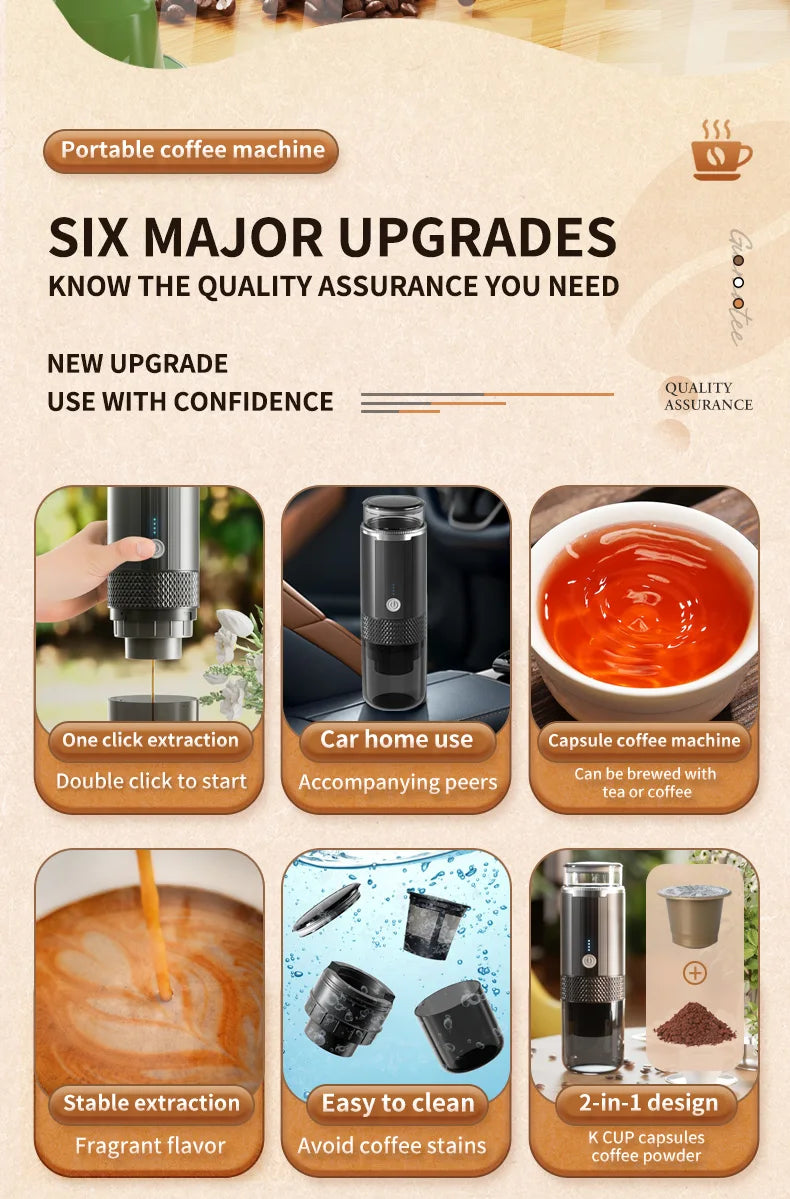 Portable Coffee Machine Coffee Maker Electric Capsule Ground Coffee Brewer Fit For Coffee Powder and Coffee Capsul Suitable