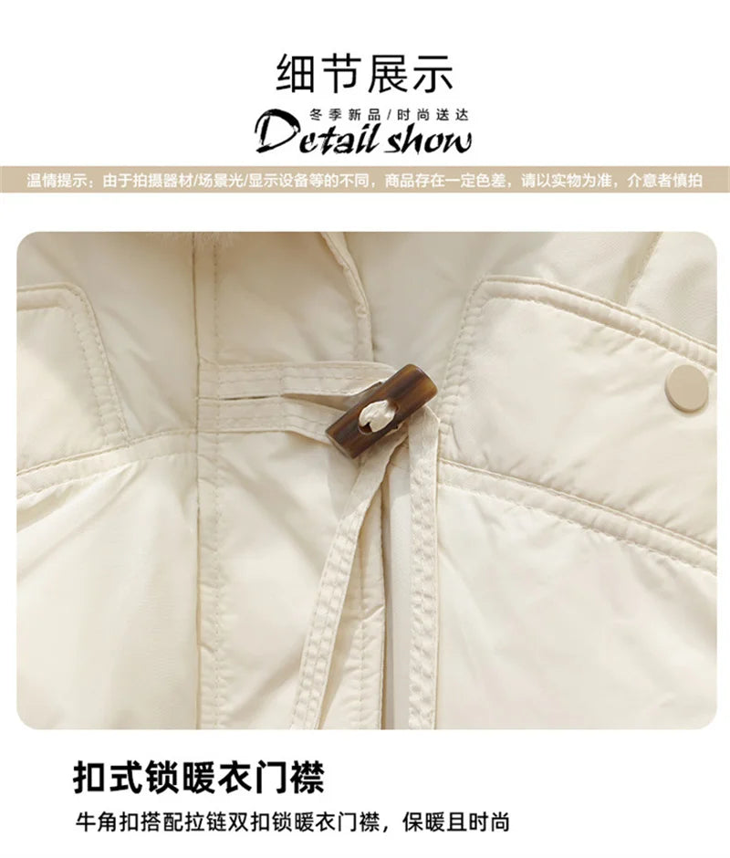 New Parkas Women Winter Jacket Warm Big Hair Collar Hooded Down Cotton Coat Korean Short Cotton Padded Jacket Female Outerwear