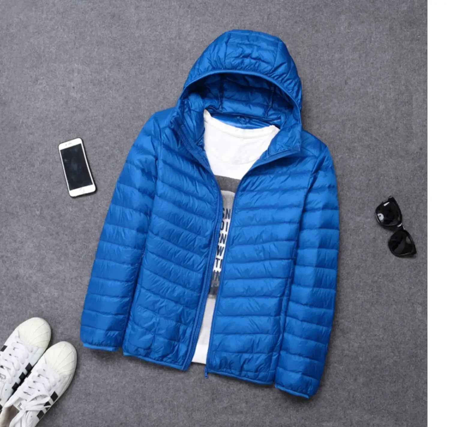 Autumn Winter New Style Men's Lightweight Hooded Cotton Jacket Warm Fashionable Short Casual Portable Stand Collar Cotton Coat