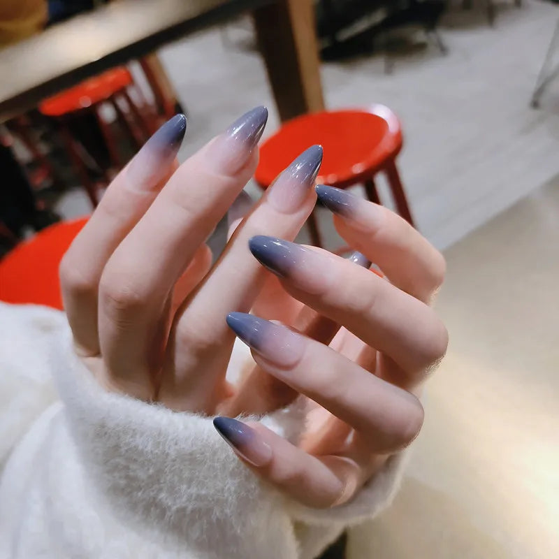 24PCS stiletto false nail tips Mid-length Gradients press on nails wearable full cover fashion false fingernails patch for girls