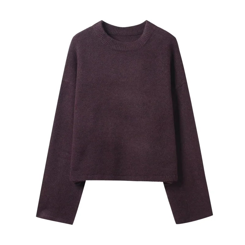 Autumn O-Neck Long Sleeve Loose Pullover Knitted Tops Women Soft Elegant Fashion Sweater Female Casual Wear 2025 New
