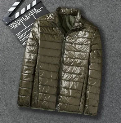 Autumn Winter New Style Men's Lightweight Hooded Cotton Jacket Warm Fashionable Short Casual Portable Stand Collar Cotton Coat