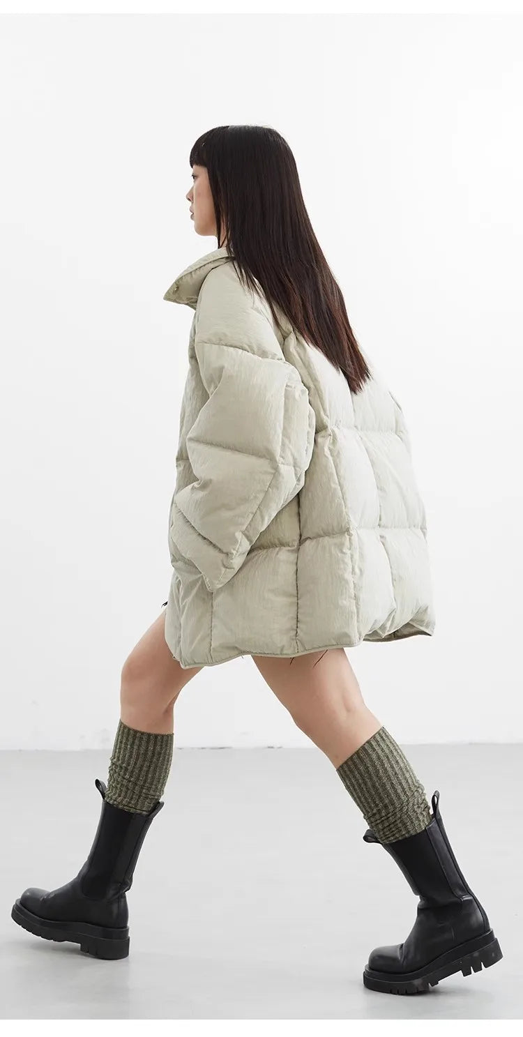White Duck down Puffy Jacket~~New Winter down Jacket Versatile Thick Coat for Women~Detachable Collar