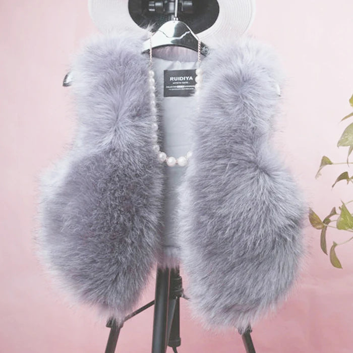 ort  Fur Vest Women's Autumn Winter Faion Slimming Belted Plu Jaet Korean Sle V-Ne No-Sve Commute Trend