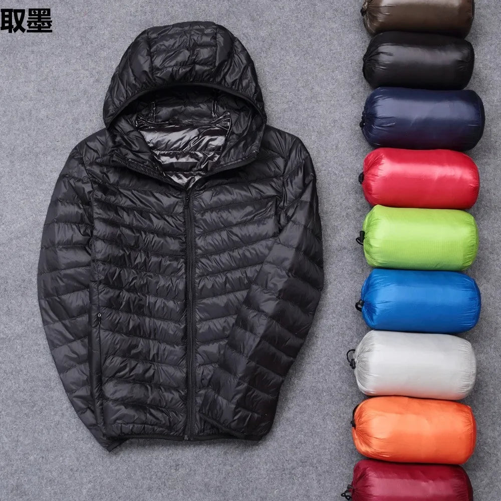 Autumn Winter New Style Men's Lightweight Hooded Cotton Jacket Warm Fashionable Short Casual Portable Stand Collar Cotton Coat