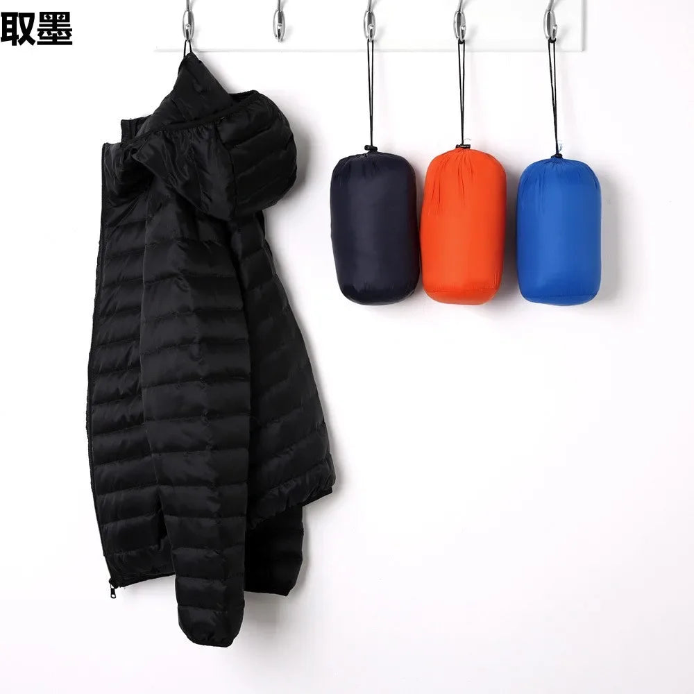 Autumn Winter New Style Men's Lightweight Hooded Cotton Jacket Warm Fashionable Short Casual Portable Stand Collar Cotton Coat