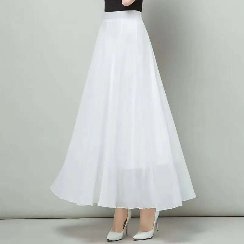 Women's Floral Skirt High Waist Long New 2025 Printed Chiffon Skirt Summer Woman Skirts Mujer Faldas Umbrella Skirt A963