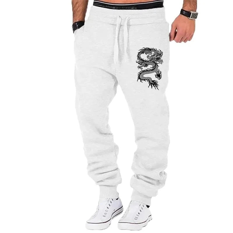 New Style Fashion Casual Dragon Printed Jogger Pants Men Fitness Gyms Pants Tight Outdoor Sweatpants Running Pants Mens Trousers