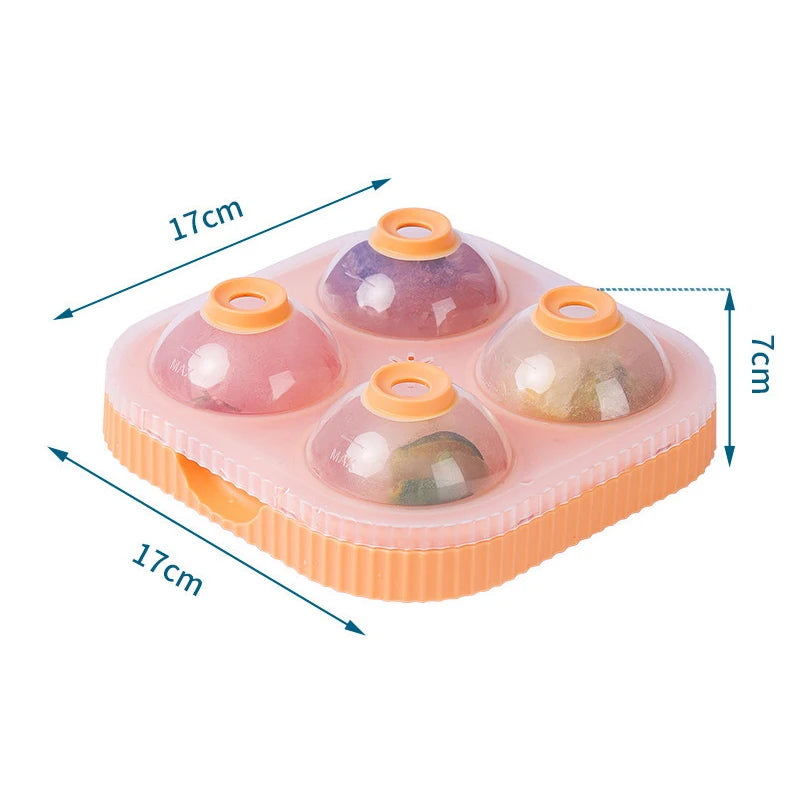 4 Grid Ice Ball Maker Large Dia 6.5cm Big Ice Ball Mold Tray for Whiskey Cocktail Bar Tools Food Grade Ice Mould For Cold Drink