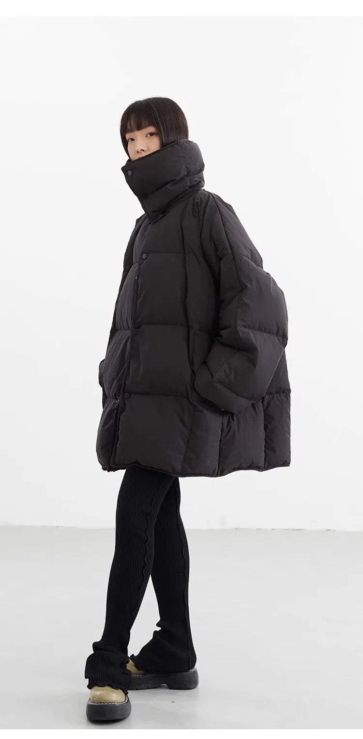 White Duck down Puffy Jacket~~New Winter down Jacket Versatile Thick Coat for Women~Detachable Collar