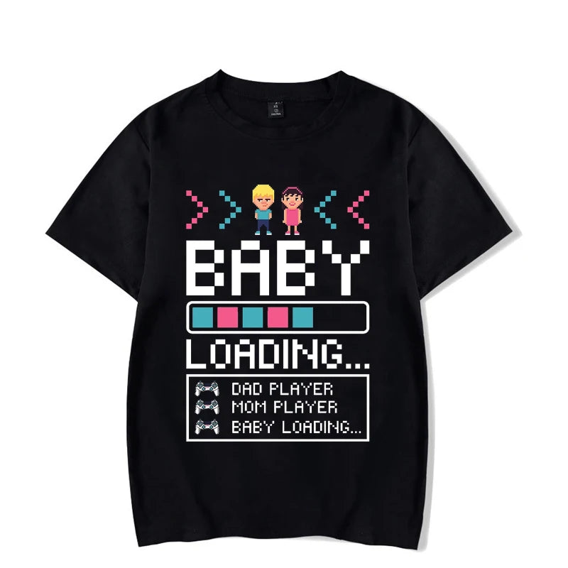 Baby Loading Couples T Shirt Vintage Gamers Mom Dad Tshirt Kawaii Harajuku Lovers T-shirt Sweet Pregnancy Announcement T Shirts