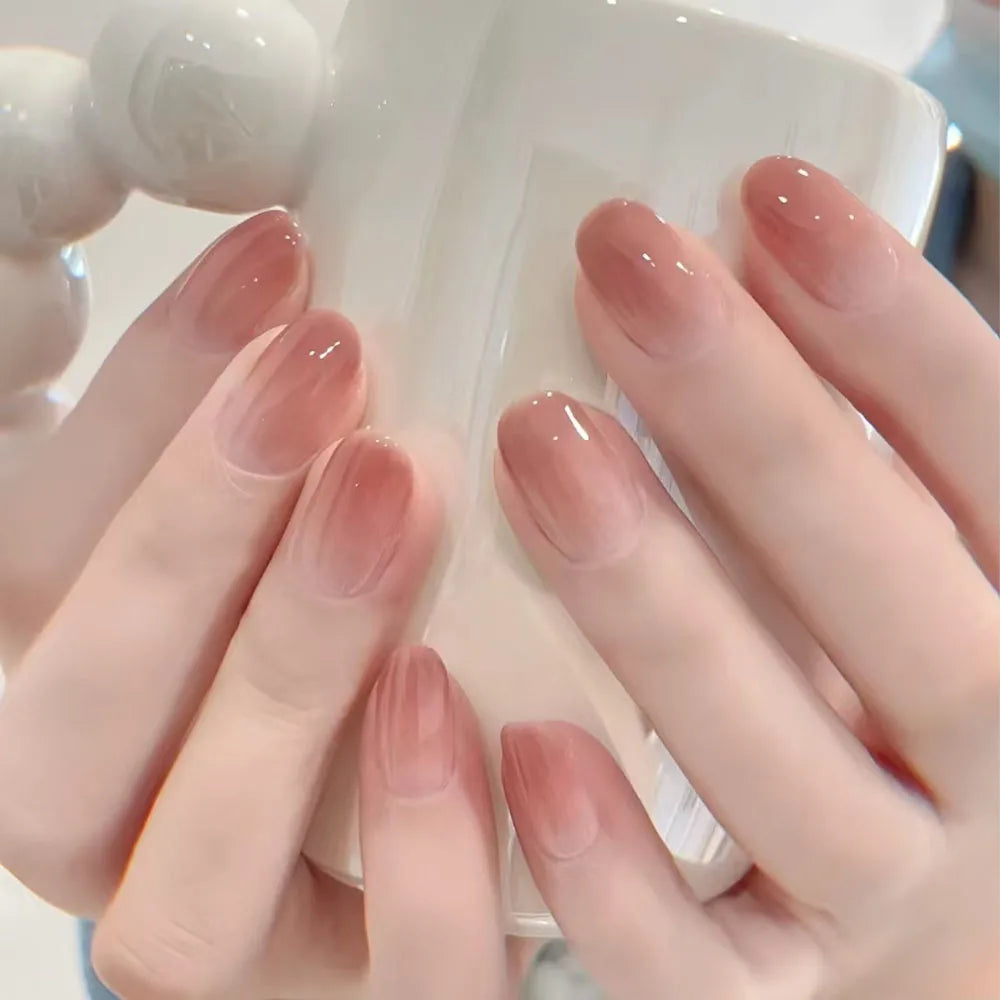 24PCS stiletto false nail tips Mid-length Gradients press on nails wearable full cover fashion false fingernails patch for girls