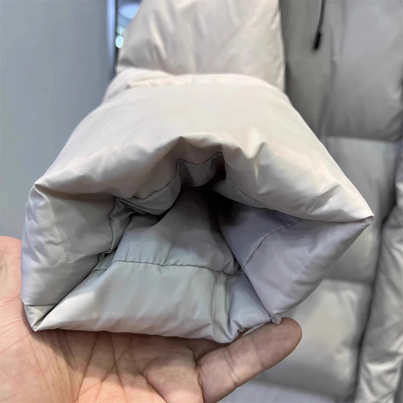 Winter Thick Long Hooded Down Jacket Female Solid Warm Outdoor Parkas Outwears Women White Duck Down Knee Length Down Jackets