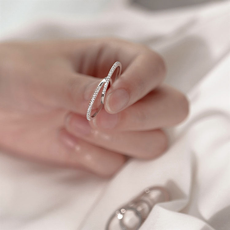 Jufeng S925 Sterling Silver Ring With Diamonds